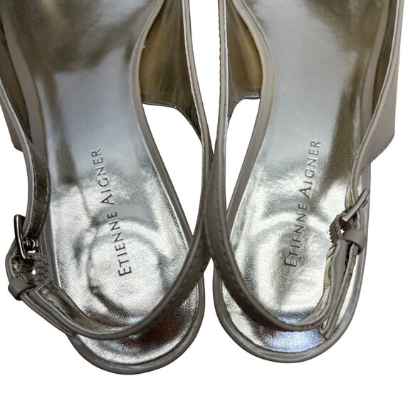 Etienne Aigner Women’s Beige Slingback Wedge Sandals Size 8.5 - Picture 5 of 11